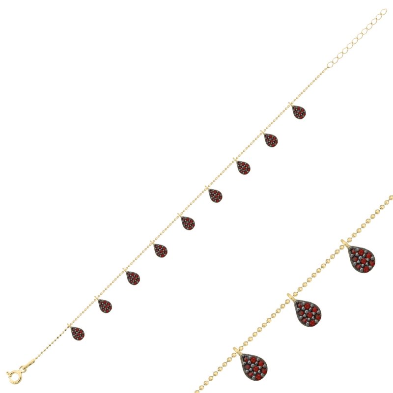 Gümüş%20Garnet%20Zirkon%20Taşlı%20Sallantılı%20Şans%20Bilekliği-Altın%20kaplama