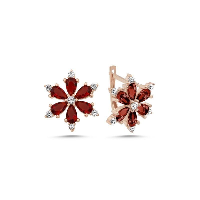 Gümüş%20Lotus%20Çiçeği%20Garnet%20Zirkon%20Taşlı%20Küpe-Rose%20kaplama