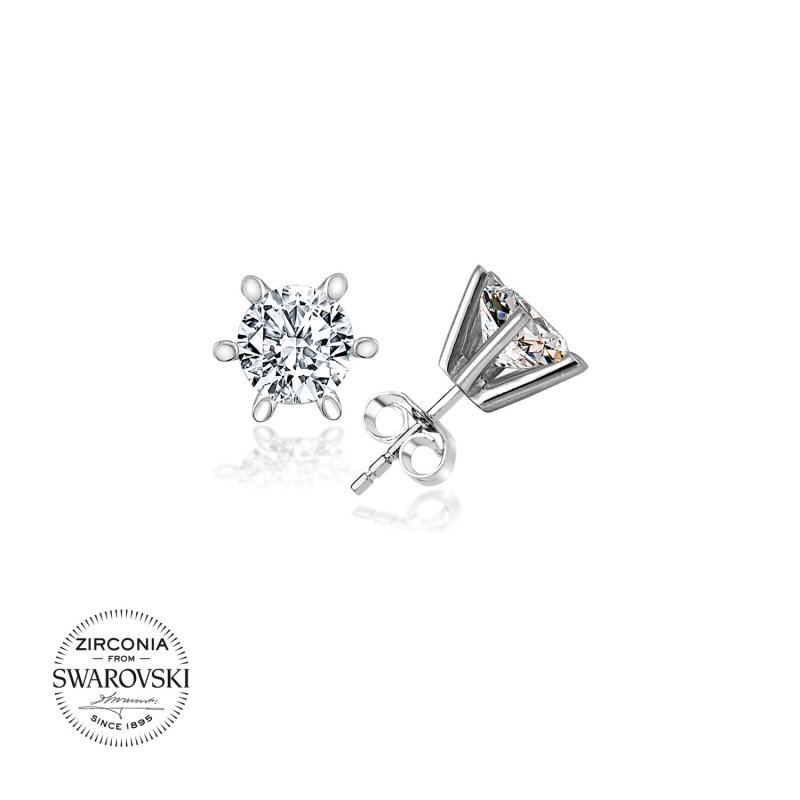 Gümüş%20Swarovski%20Zirconia%20Taşlı%20Tektaş%20Küpe