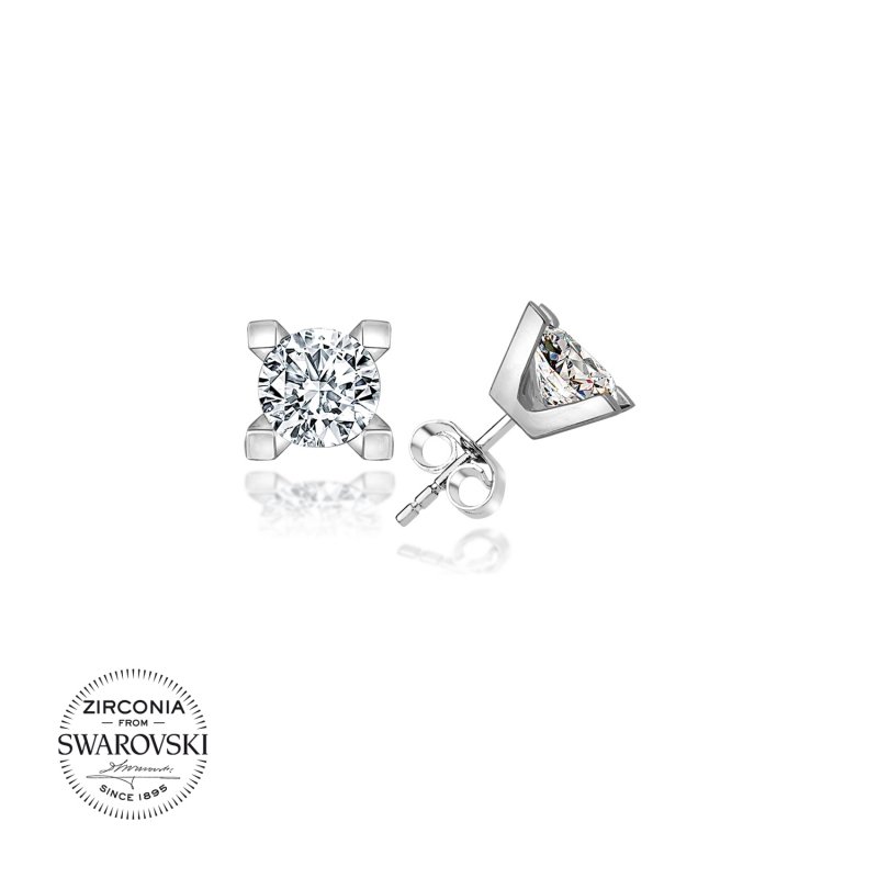 Gümüş%20Swarovski%20Zirconia%20Taşlı%20Tektaş%20Küpe