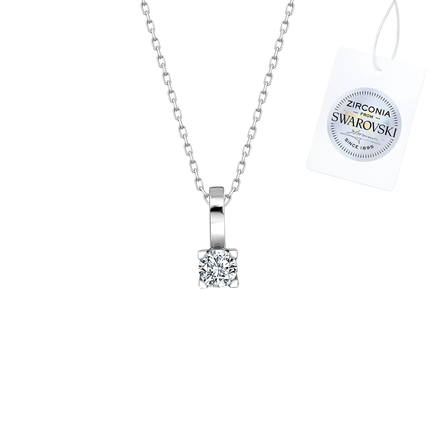 Gümüş%20Swarovski%20Zirconia%20Taşlı%20Tektaş%20Kolye