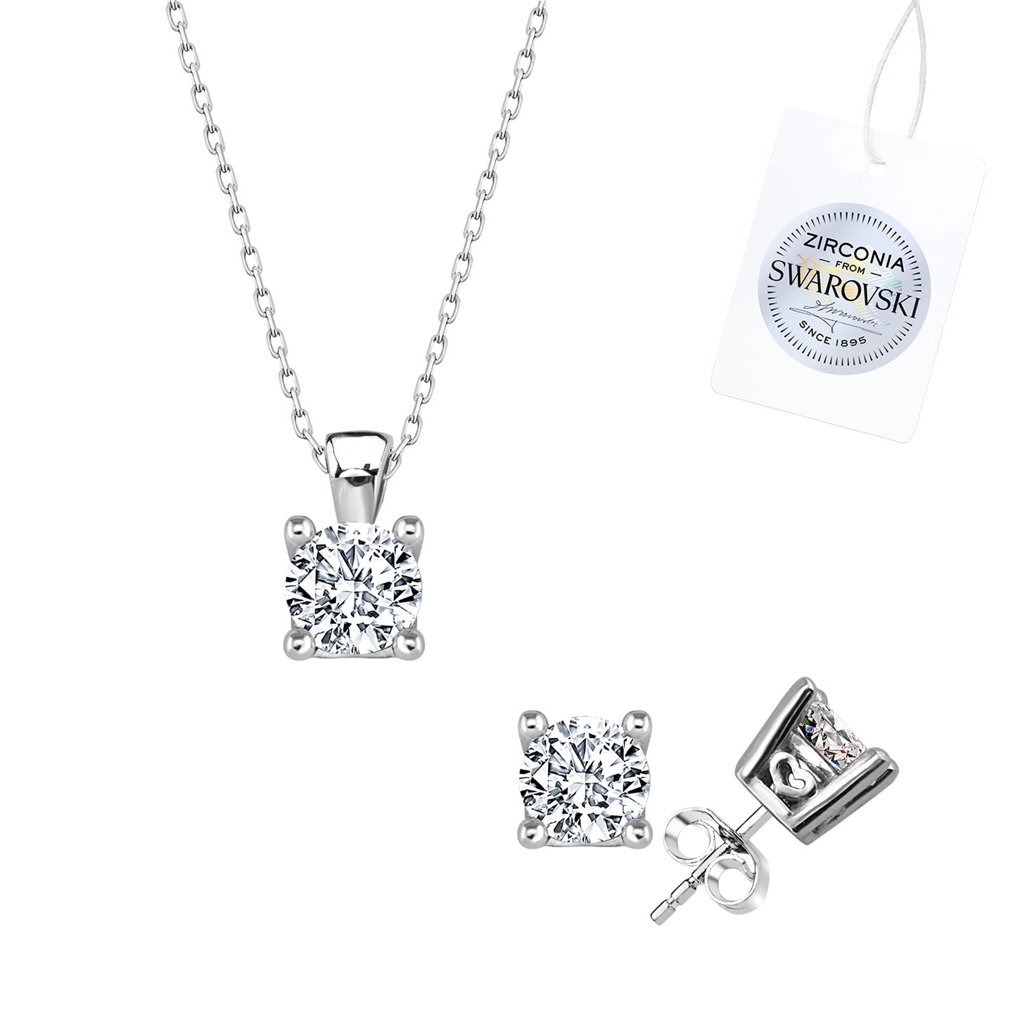 Gümüş%20Swarovski%20Zirconia%20Taşlı%20Tektaş%20Set