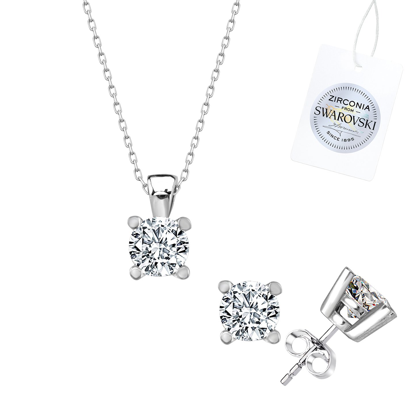 Gümüş%20Swarovski%20Zirconia%20Taşlı%20Tektaş%20Set