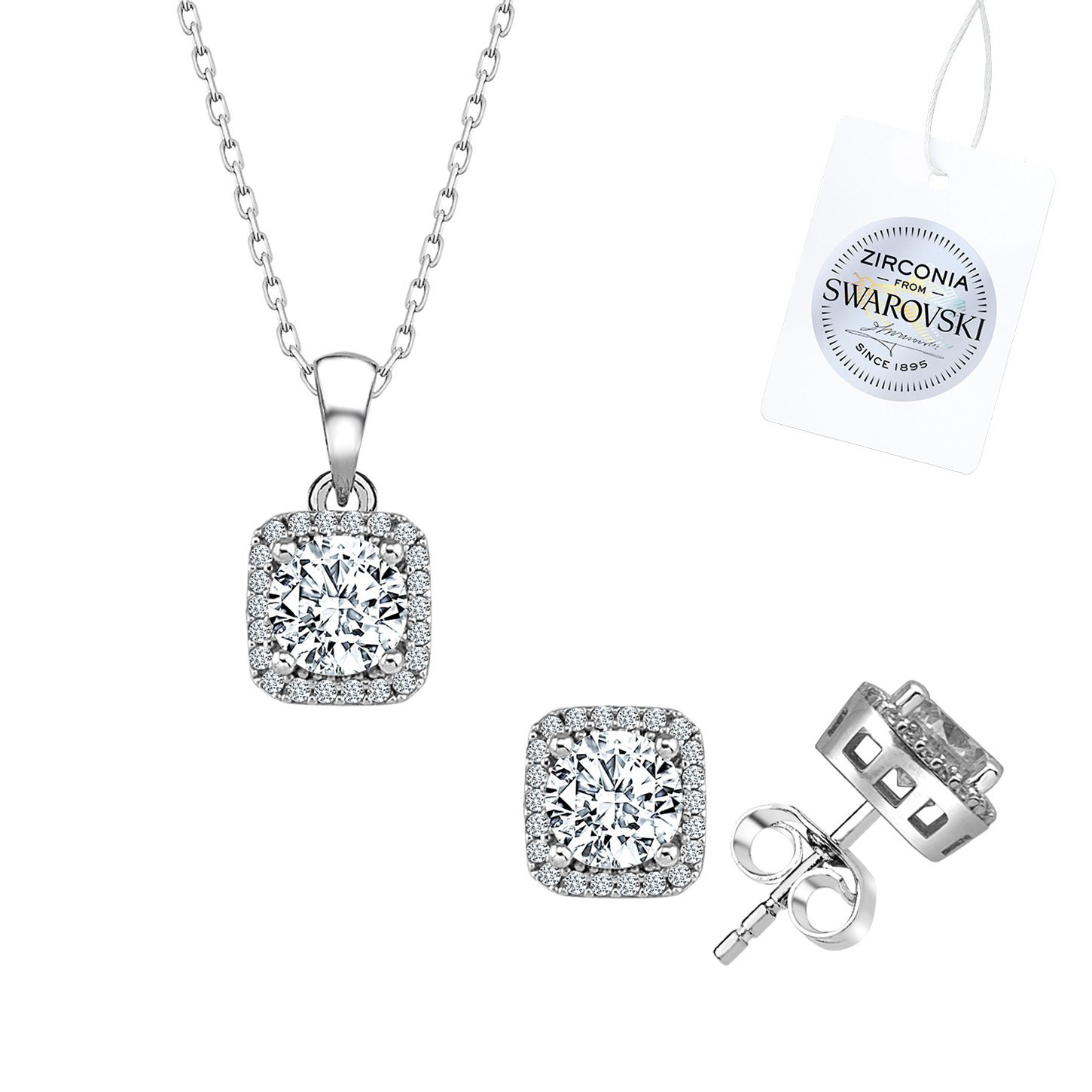 Gümüş%20Swarovski%20Zirconia%20Taşlı%20Set