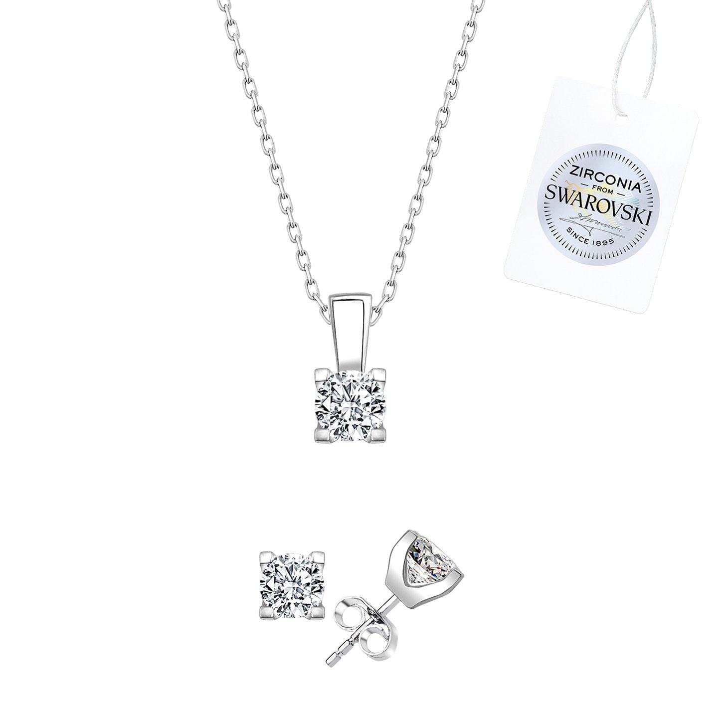 Gümüş%20Swarovski%20Zirconia%20Taşlı%20Tektaş%20Set