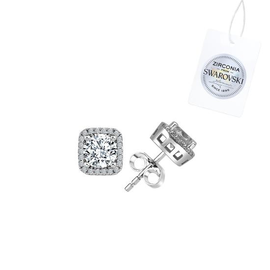 Gümüş Swarovski Zirconia Taşlı Halo Küpe