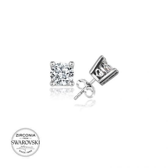 Gümüş Swarovski Zirconia Taşlı Tektaş Küpe