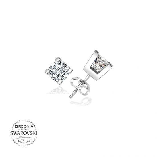 Gümüş Swarovski Zirconia Taşlı Tektaş Küpe