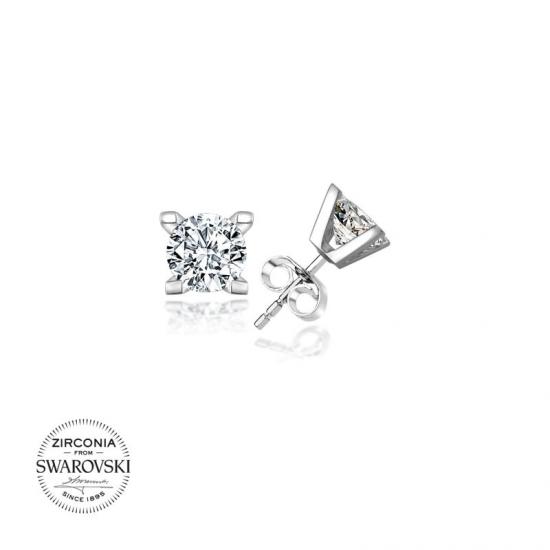 Gümüş Swarovski Zirconia Taşlı Tektaş Küpe