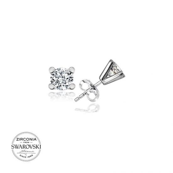 Gümüş Swarovski Zirconia Taşlı Tektaş Küpe