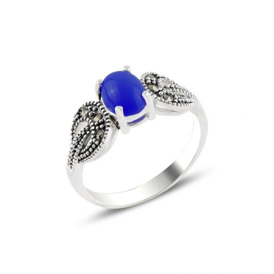 Gümüş Lapis Lazuli & Markazit Taşlı Yüzük