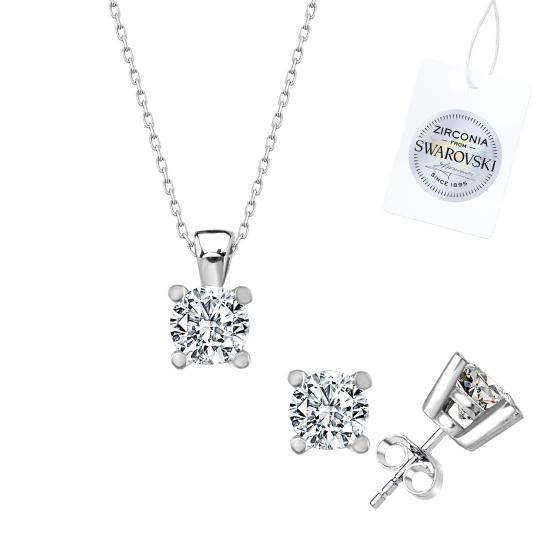 Gümüş Swarovski Zirconia Taşlı Tektaş Set