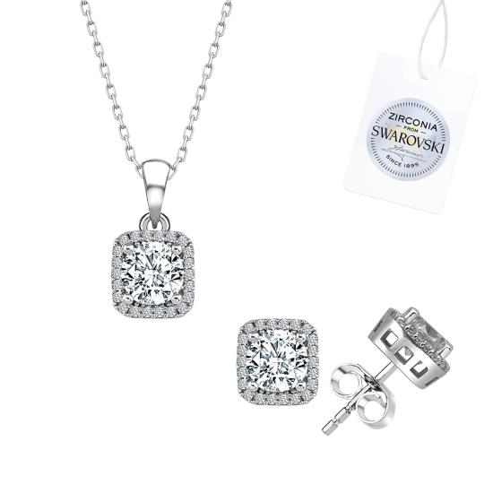 Gümüş Swarovski Zirconia Taşlı Set