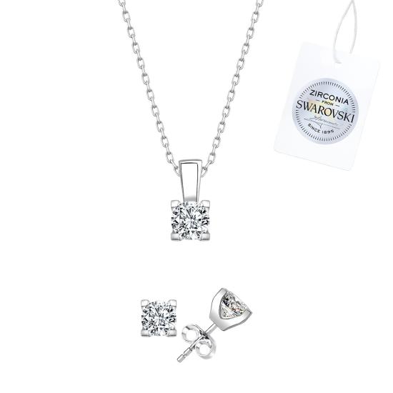 Gümüş Swarovski Zirconia Taşlı Tektaş Set